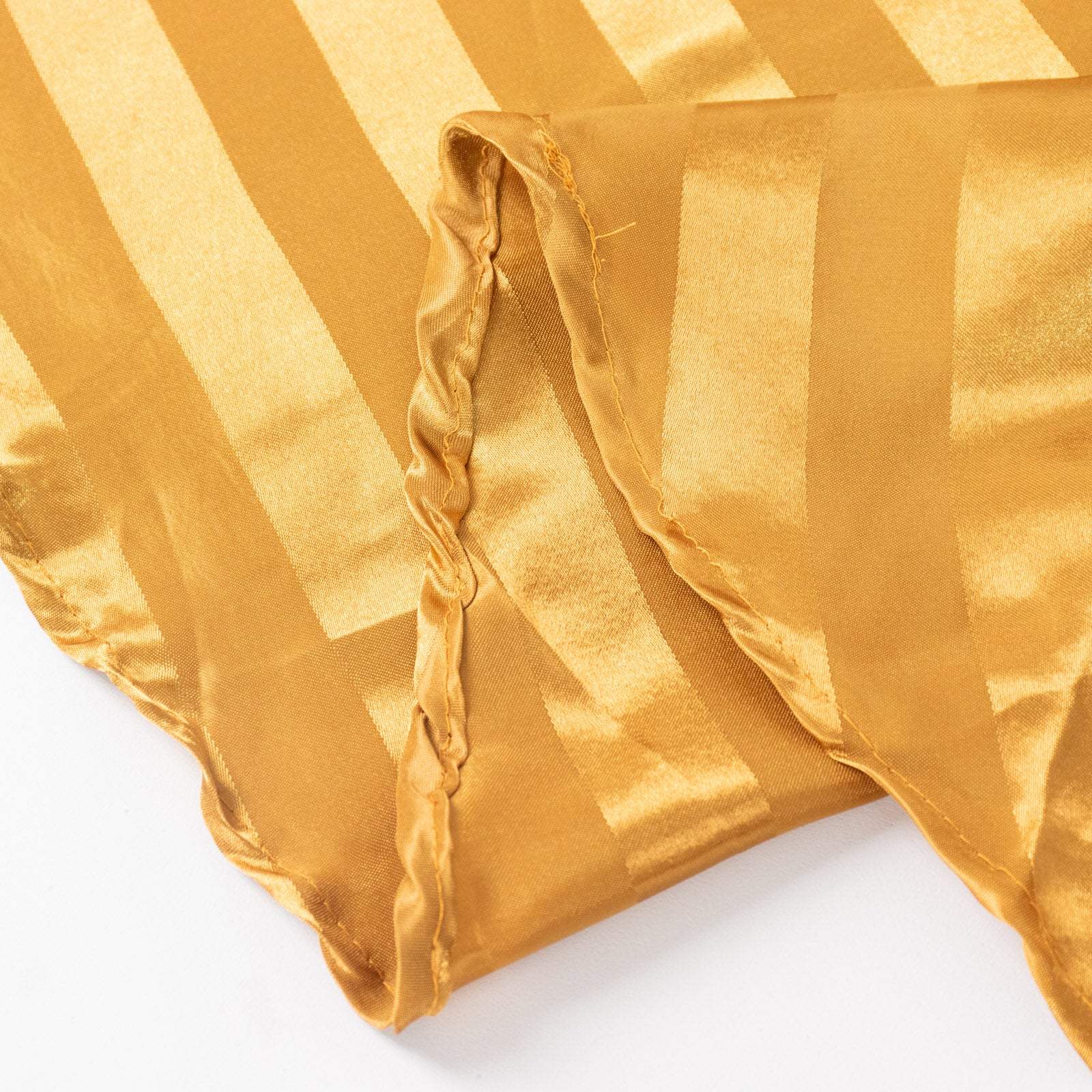 Gold satin stripe rectangular tablecloth, 90"x132".