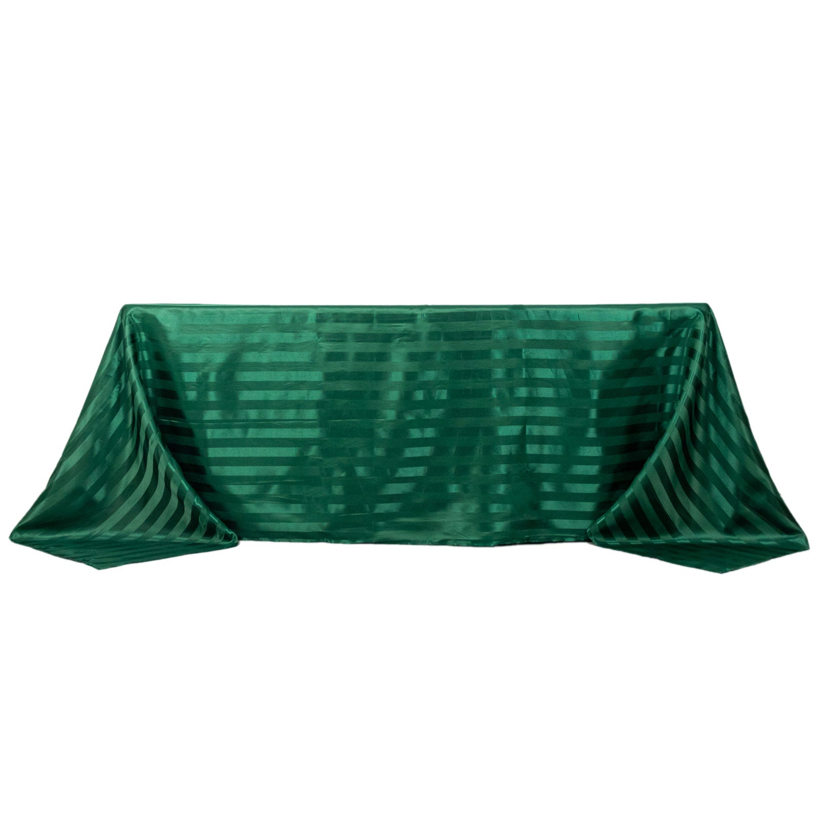 Hunter emerald green satin stripe tablecloth 90"x132" seamless rectangular design.