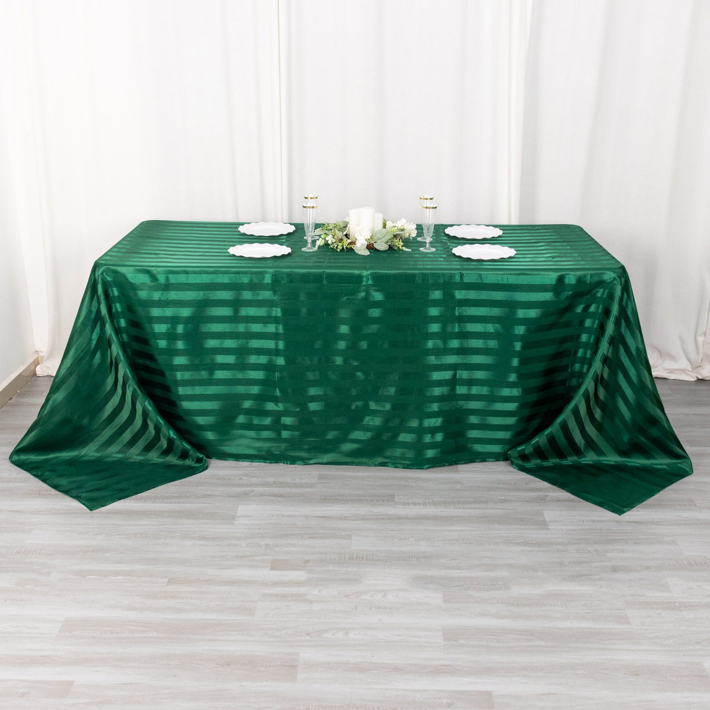 Hunter Emerald Green Satin Stripe Tablecloth