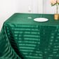 Hunter Emerald Green Satin Stripe Tablecloth on a dining table.