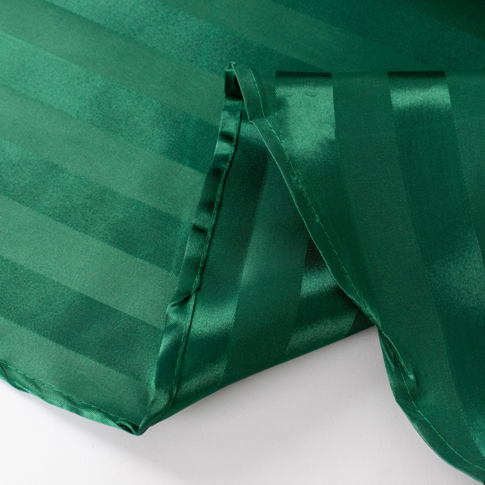 Hunter emerald green satin stripe tablecloth
