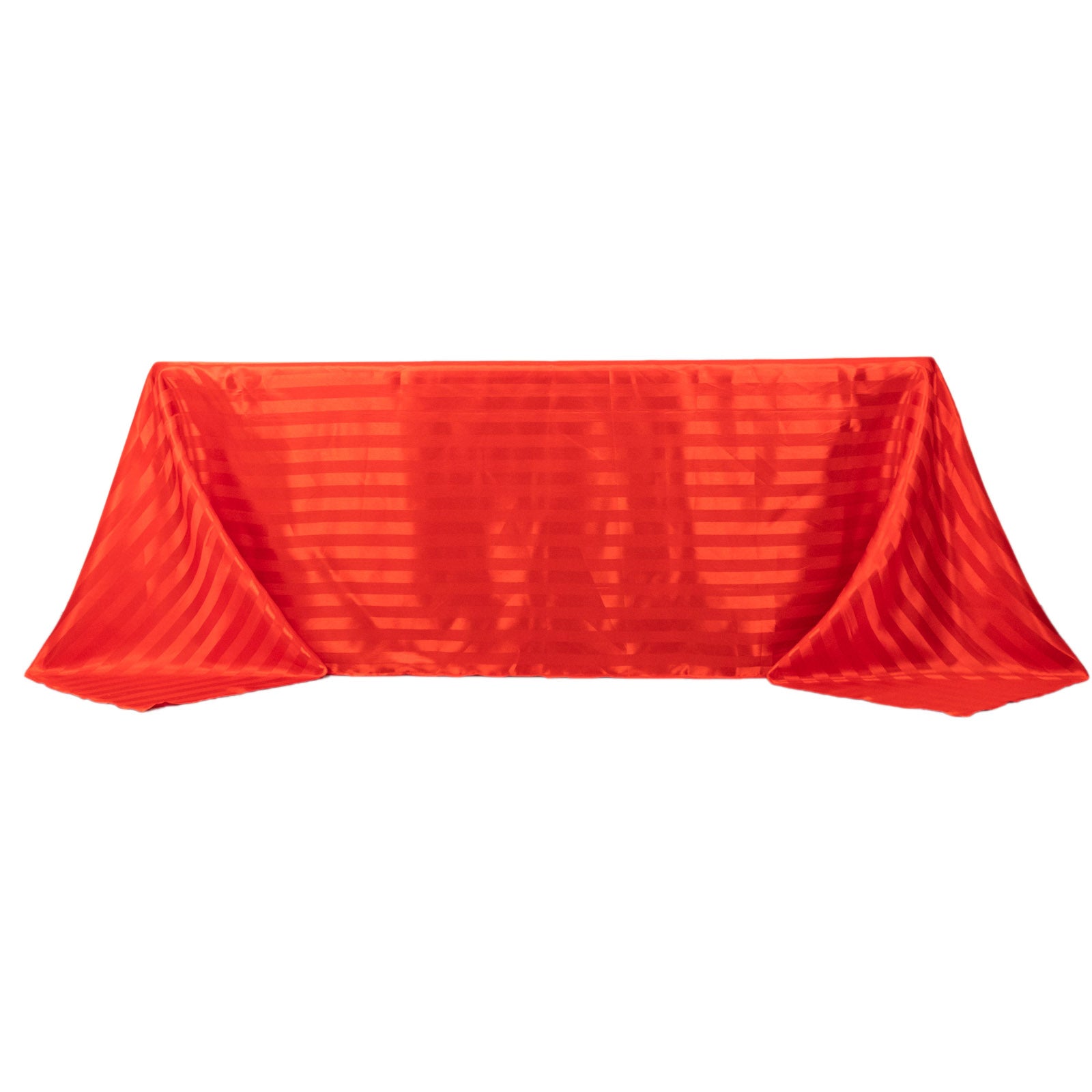Red satin stripe tablecloth, 90"x132", seamless design.