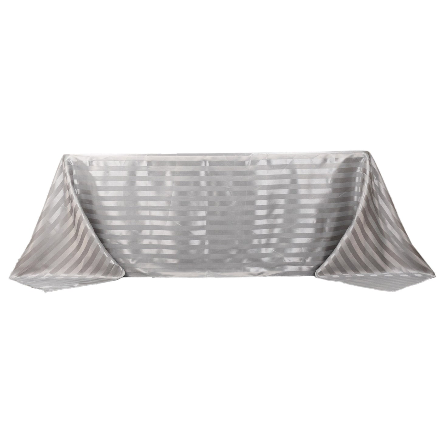 Silver satin stripe rectangular tablecloth, 90"x132".