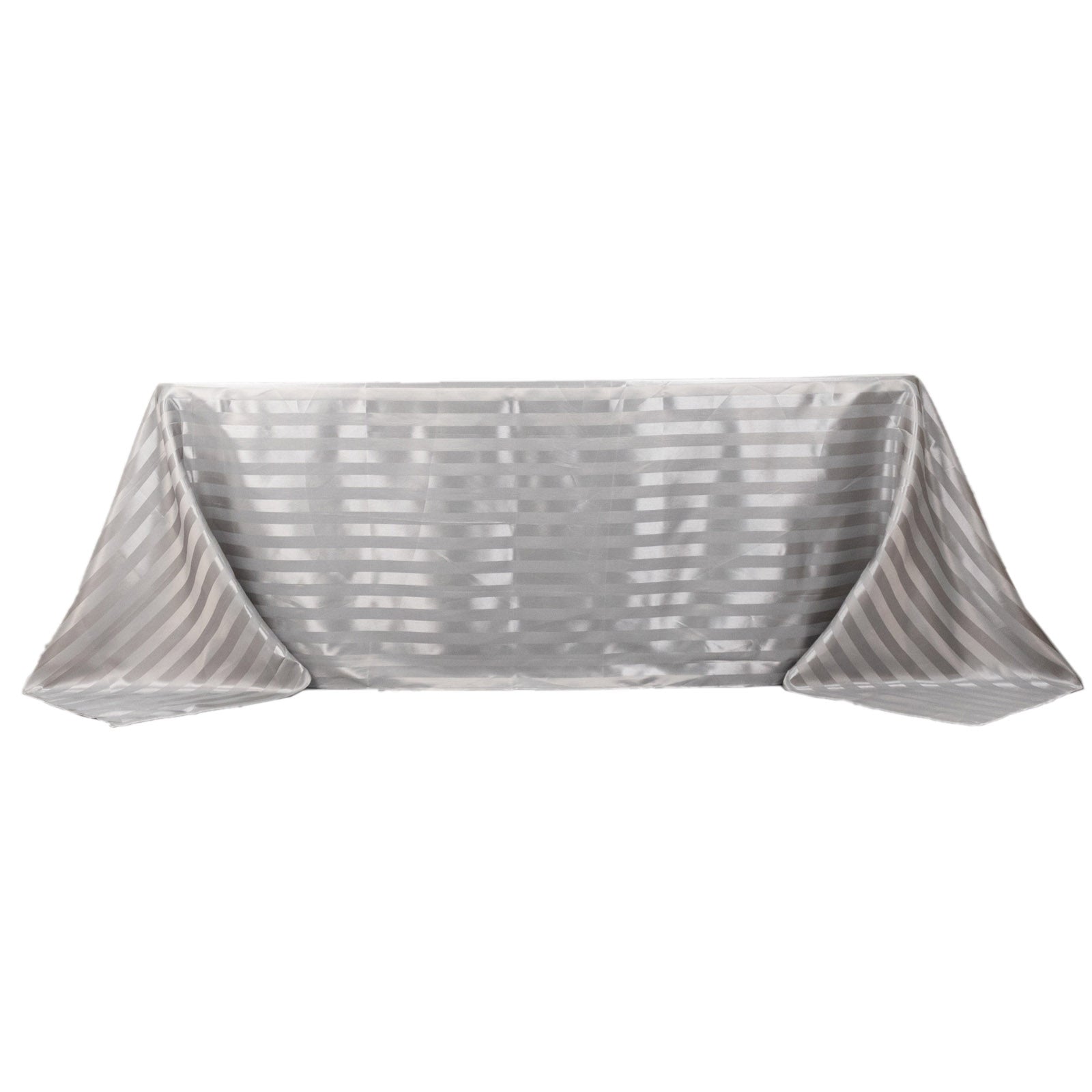 Silver satin stripe rectangular tablecloth, 90"x132".