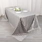 Silver satin stripe seamless rectangular tablecloth.