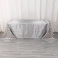 Silver satin stripe tablecloth, 90"x132", seamless rectangular design.