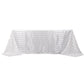 White satin stripe tablecloth, 90"x132", seamless rectangular design.