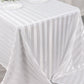 White satin stripe seamless rectangular tablecloth.