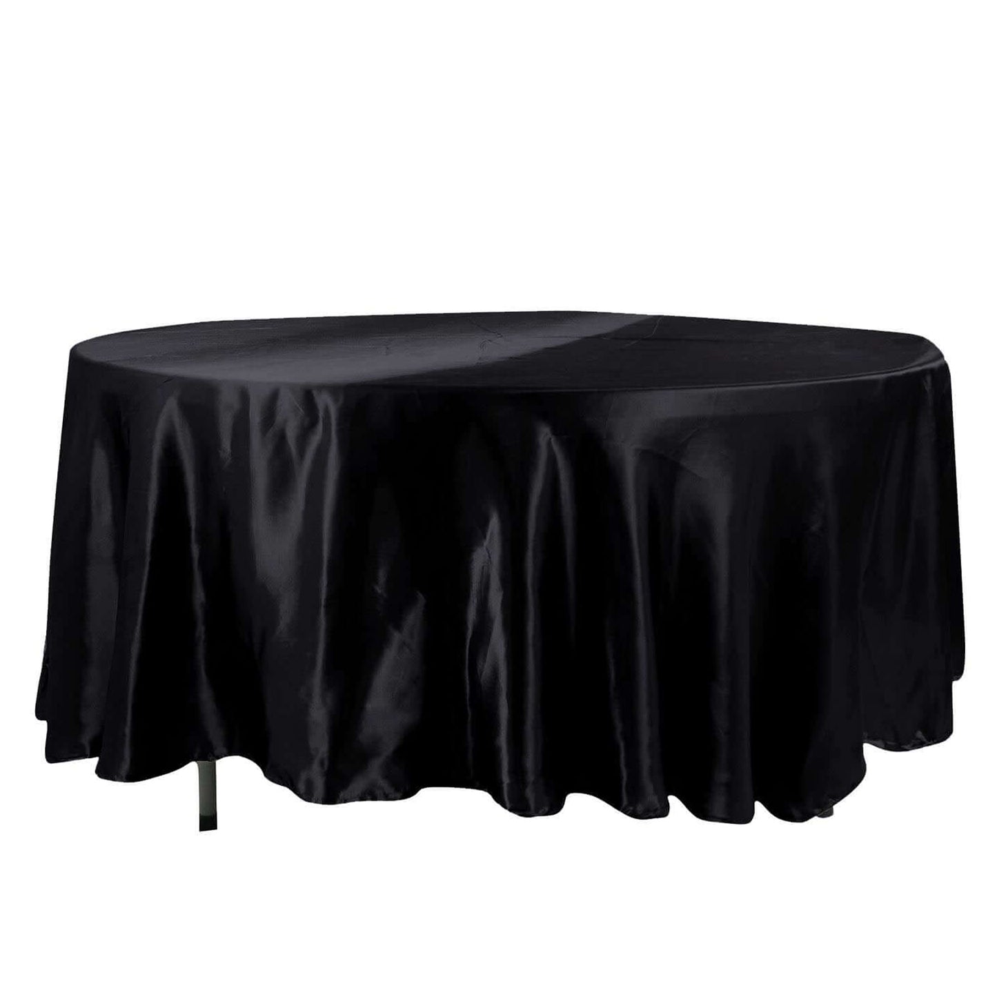 108 Inch Black Round Satin Tablecloth