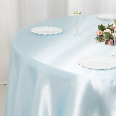 Seamless Round Light Blue Satin Tablecloth: The Key to a Perfect Table Decor