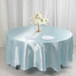 108" Light Blue Smooth Seamless Satin Round Tablecloth