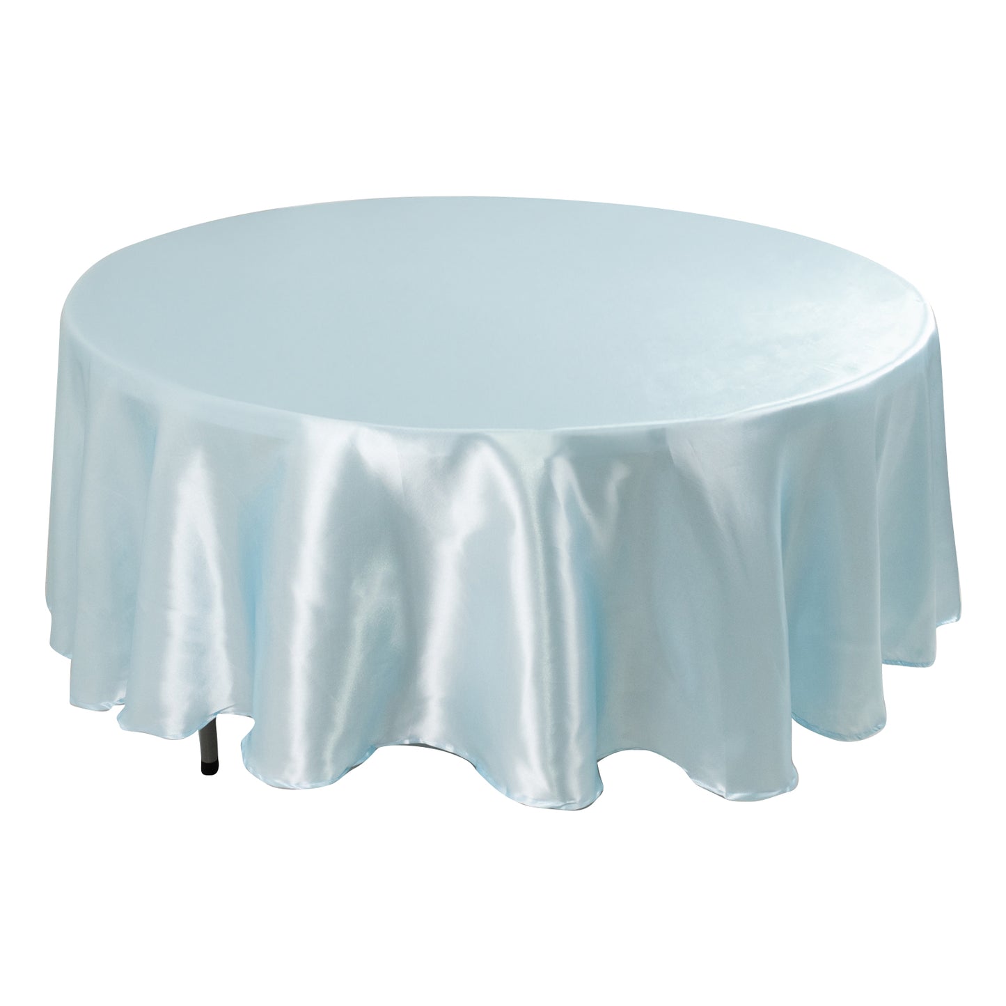 108" Light Blue Smooth Seamless Satin Round Tablecloth