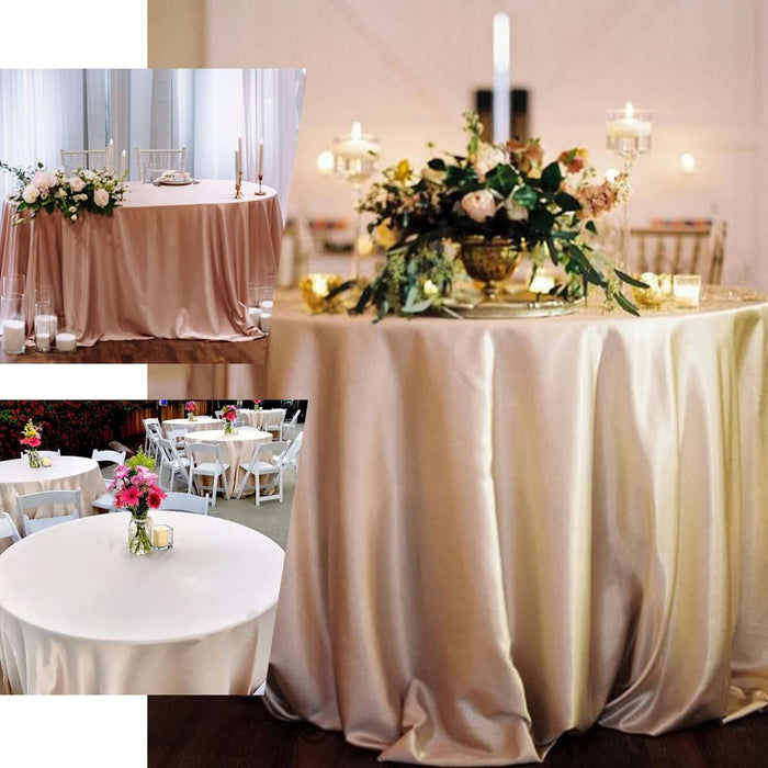 108" Beige Seamless Satin Round Tablecloth