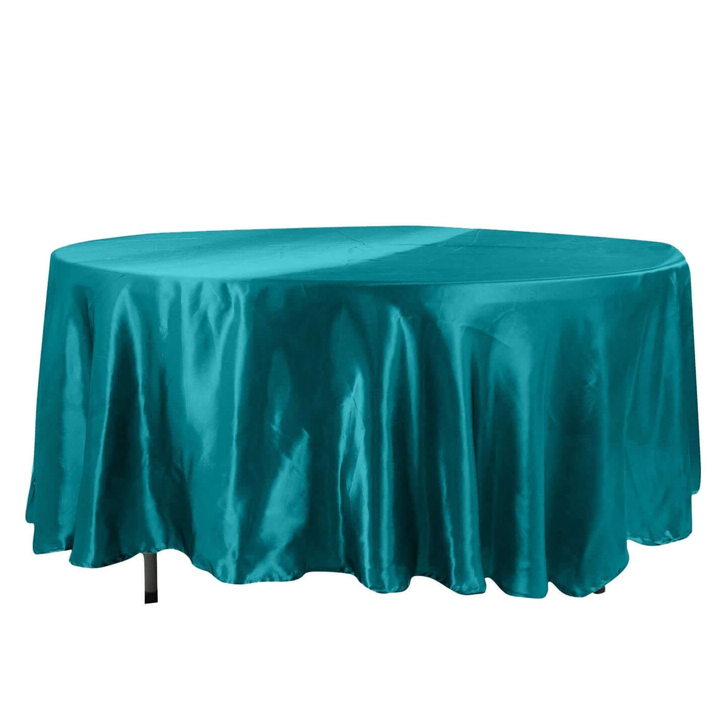 108 Inch Round Peacock Teal Satin Tablecloth 