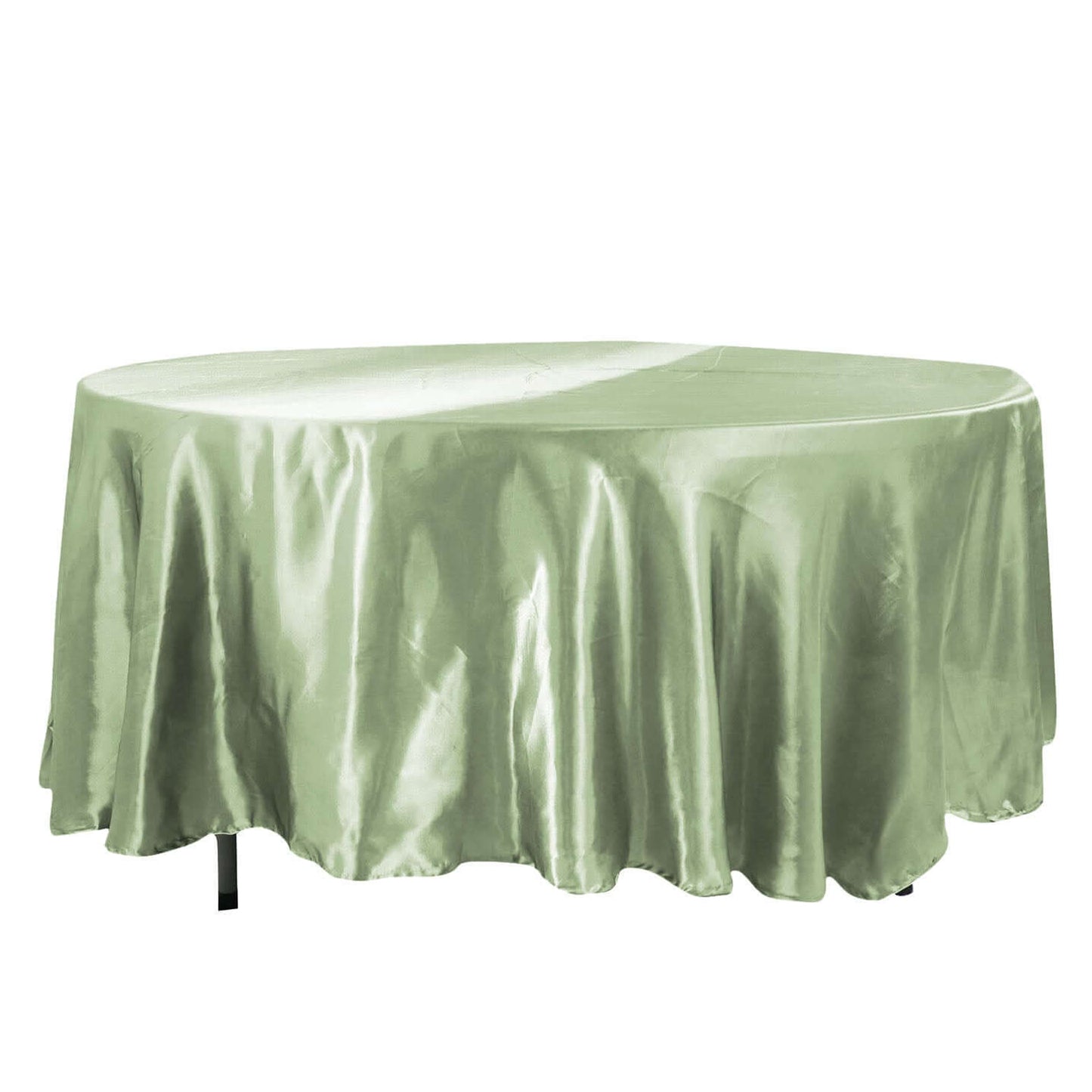 108 Inch Satin Sage Green Round Tablecloth