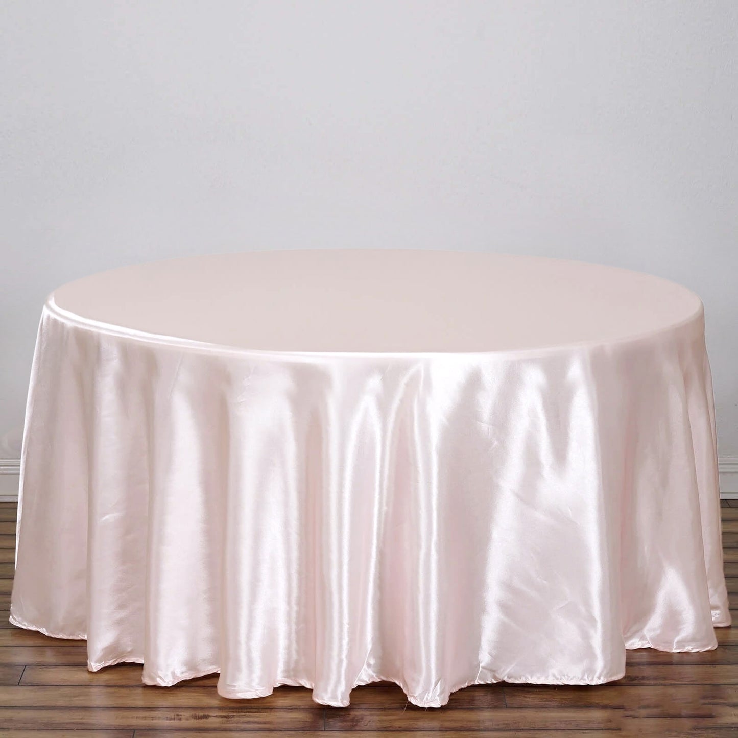 120" Blush Seamless Satin Round Tablecloth