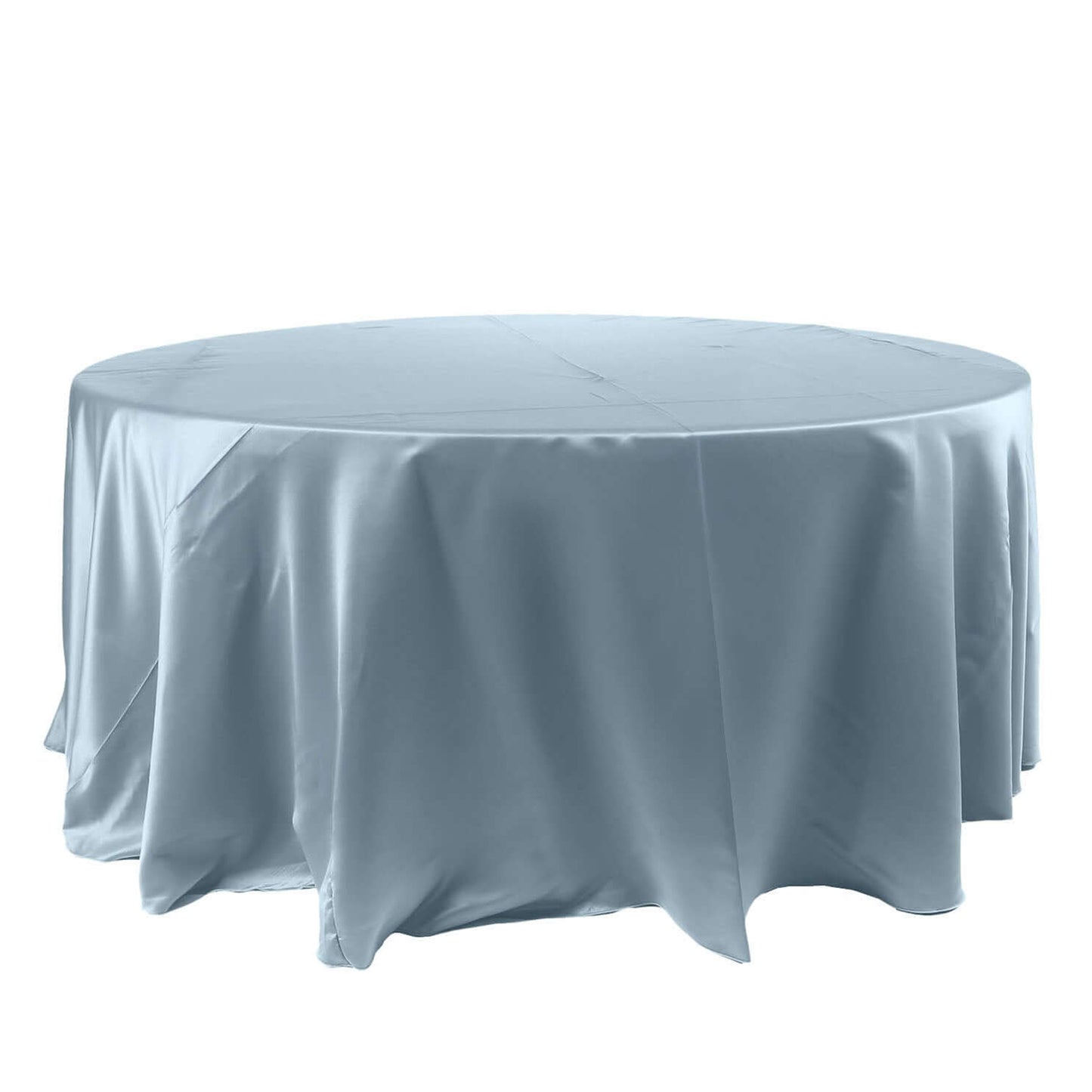 120 Inch Dusty Blue Round Satin Tablecloth