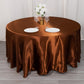 120" Cinnamon Brown Smooth Seamless Satin Round Tablecloth