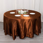 120" Cinnamon Brown Smooth Seamless Satin Round Tablecloth