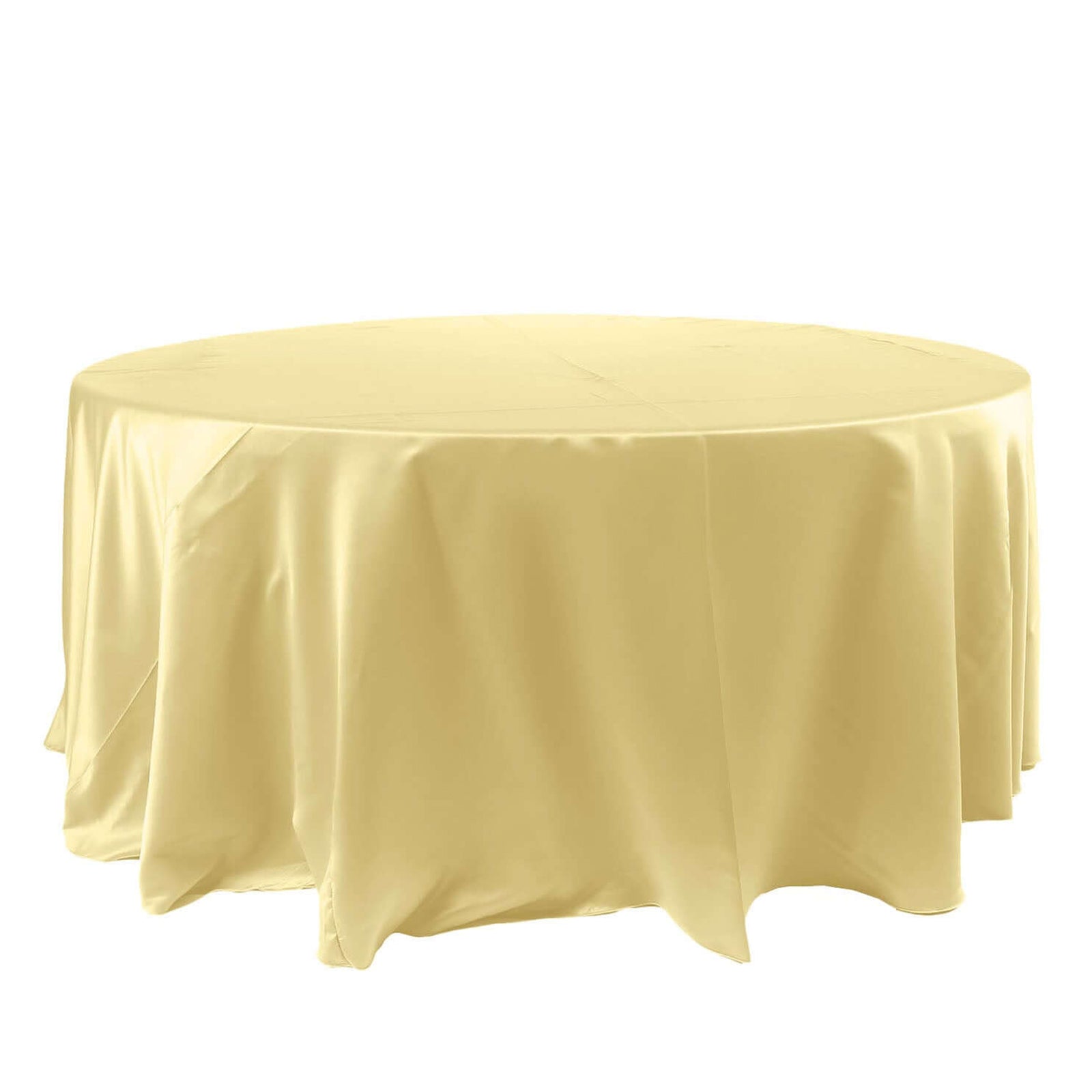 120 Inch Champagne Round Satin Tablecloth