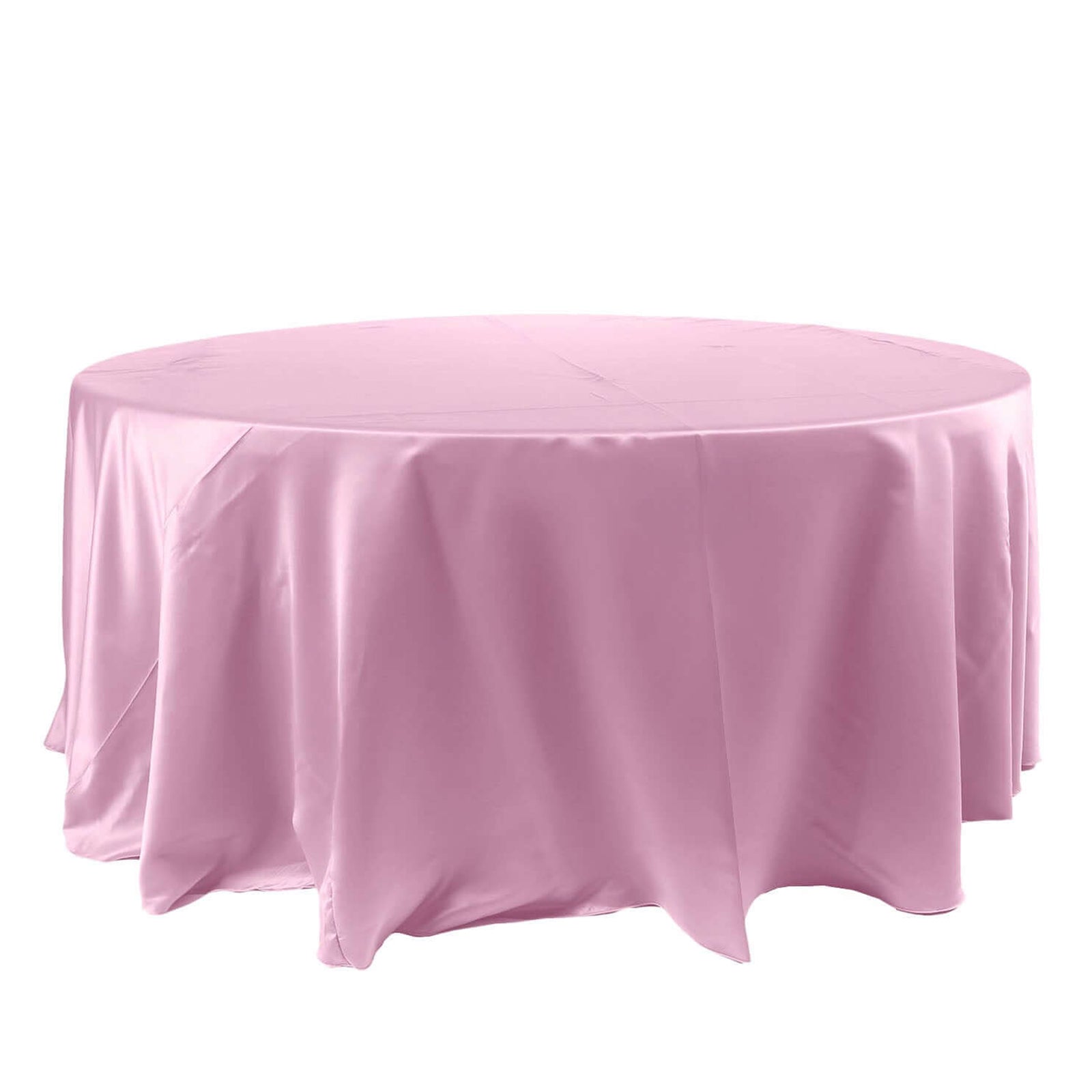 120 Inch Pink Round Satin Tablecloth