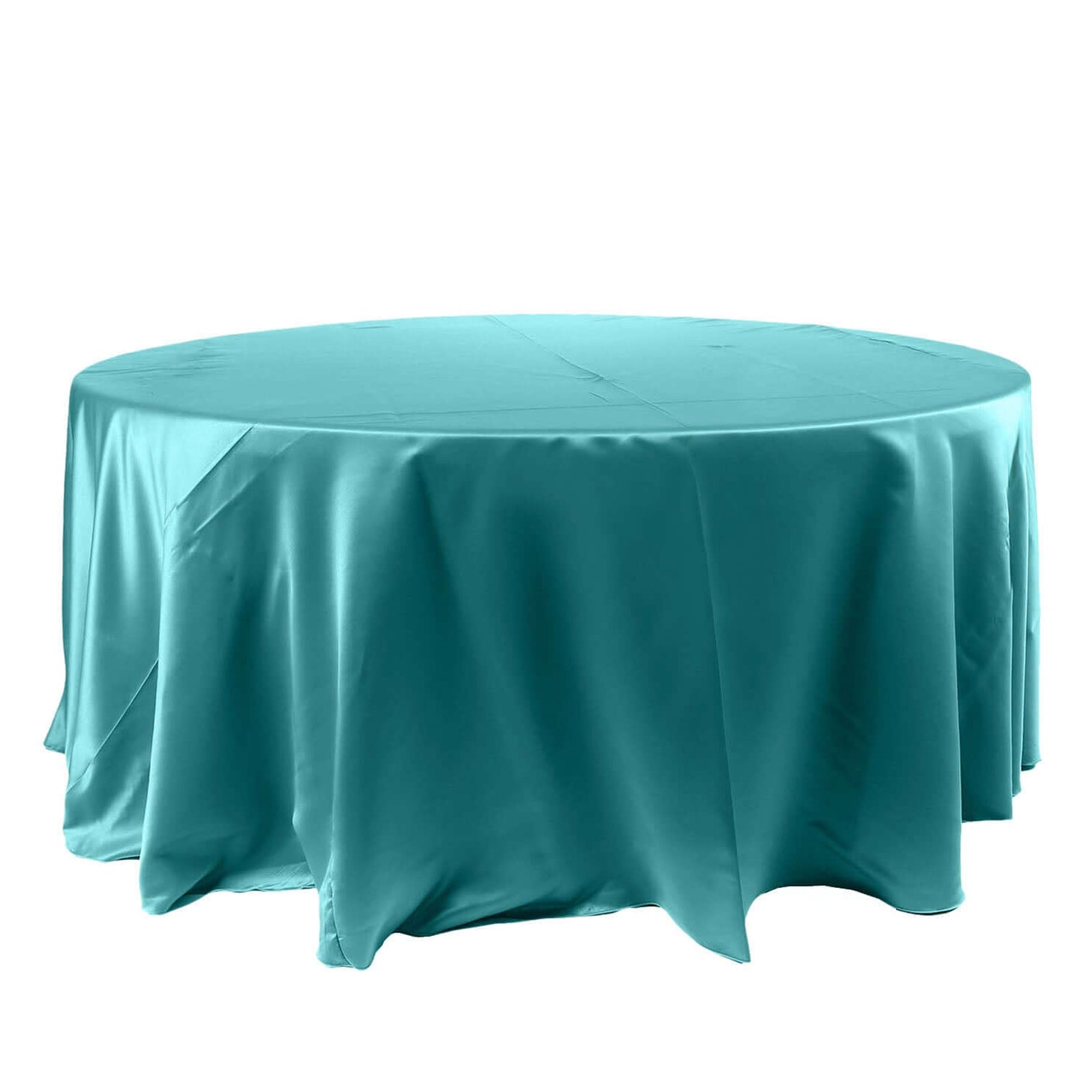 120 Inch Satin Turquoise Round Tablecloth