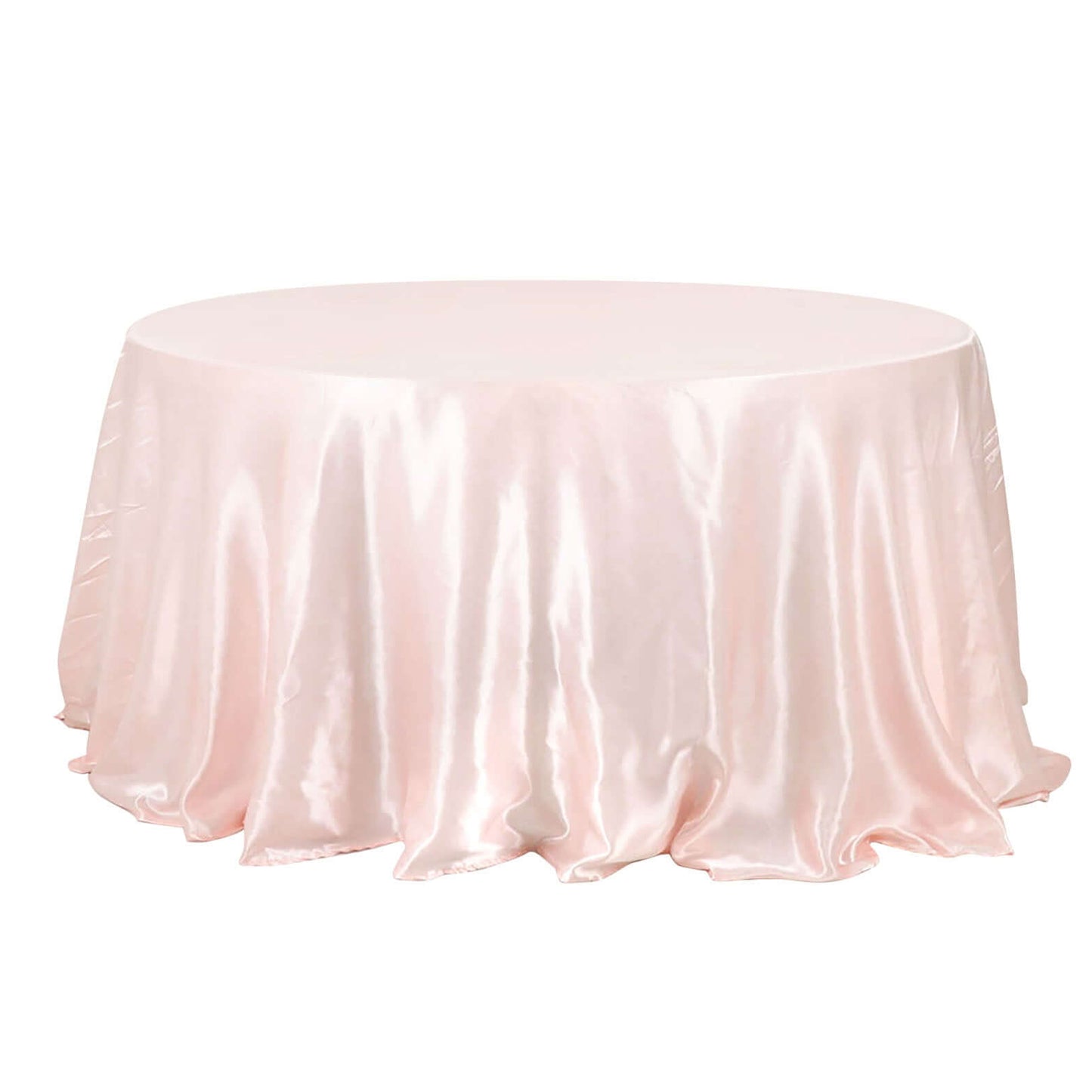 132 Inch Seamless Satin Tablecloth In Blush Rose Gold