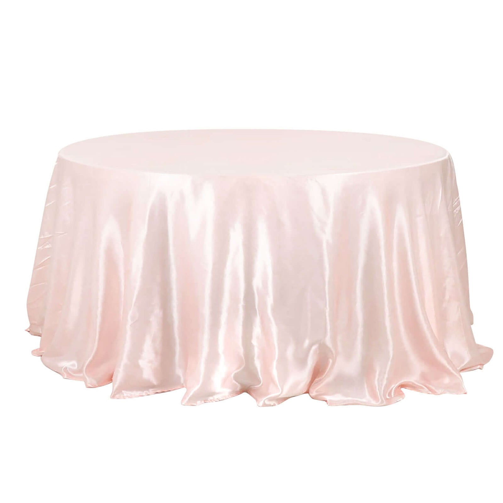 132 Inch Seamless Satin Tablecloth In Blush Rose Gold