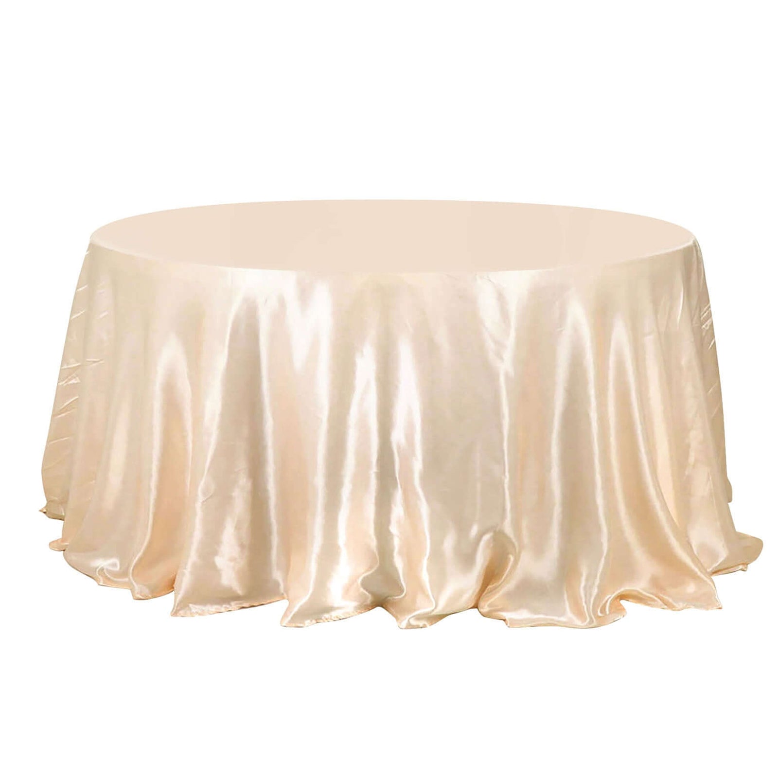 132 Inch Beige Round Tablecloth Satin Seamless