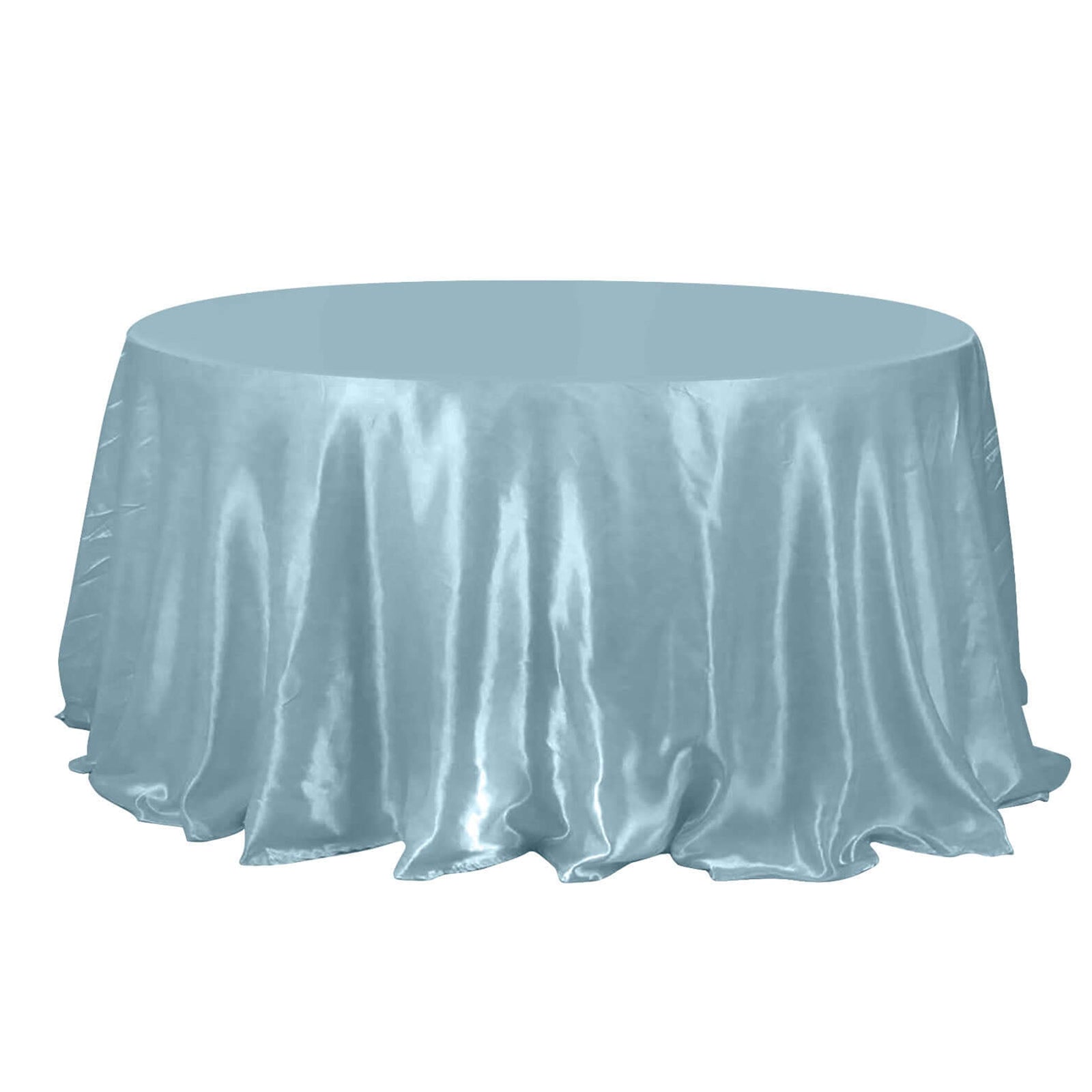 Dusty Blue Satin Round Tablecloth 132 Inches