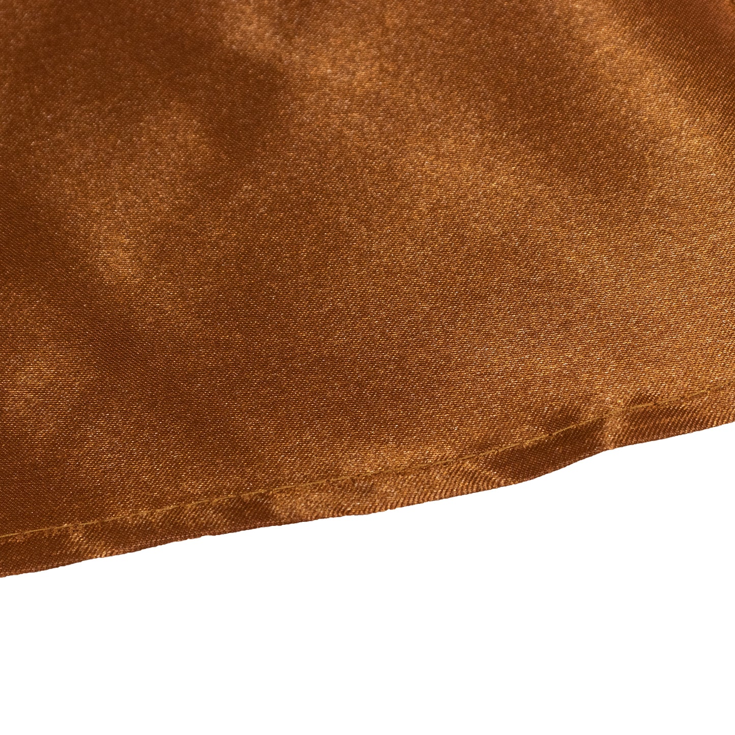 132" Cinnamon Brown Seamless Satin Round Tablecloth for 6 Foot Table With Floor-Length Drop