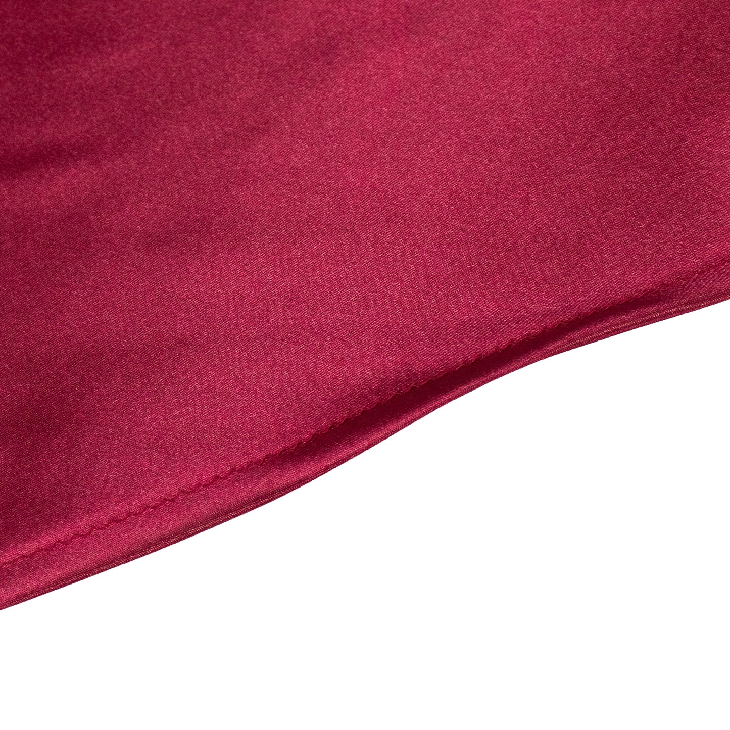 132" Burgundy Seamless Satin Round Tablecloth for 6 Foot Table With Floor-Length Drop