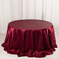 132" Burgundy Seamless Satin Round Tablecloth for 6 Foot Table With Floor-Length Drop