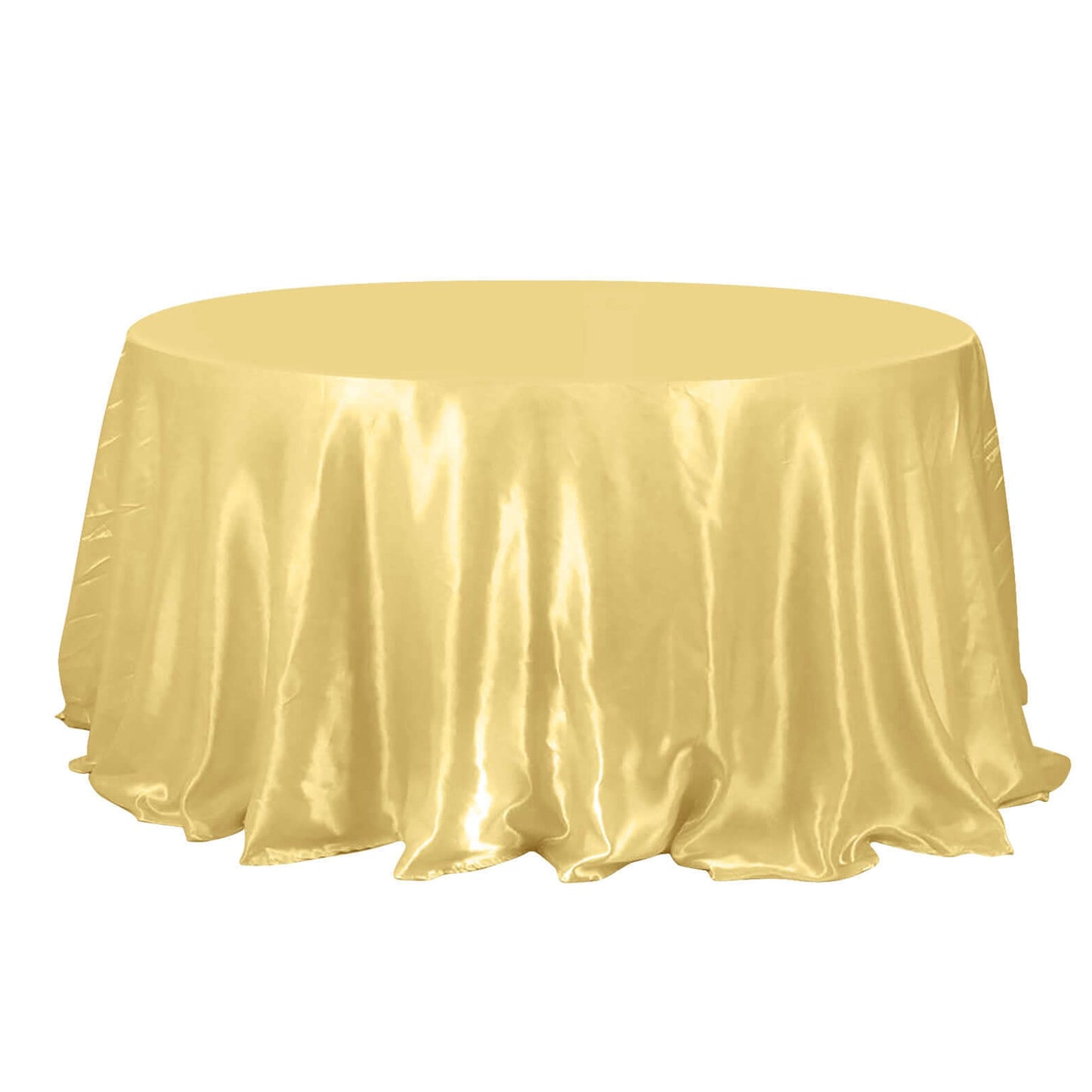 Champagne Satin Round Tablecloth 132 Inches Seamless 