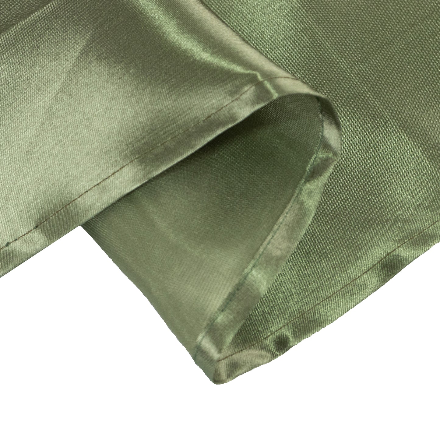 132" Dusty Sage Green Seamless Satin Round Tablecloth for 6 Foot Table With Floor-Length Drop