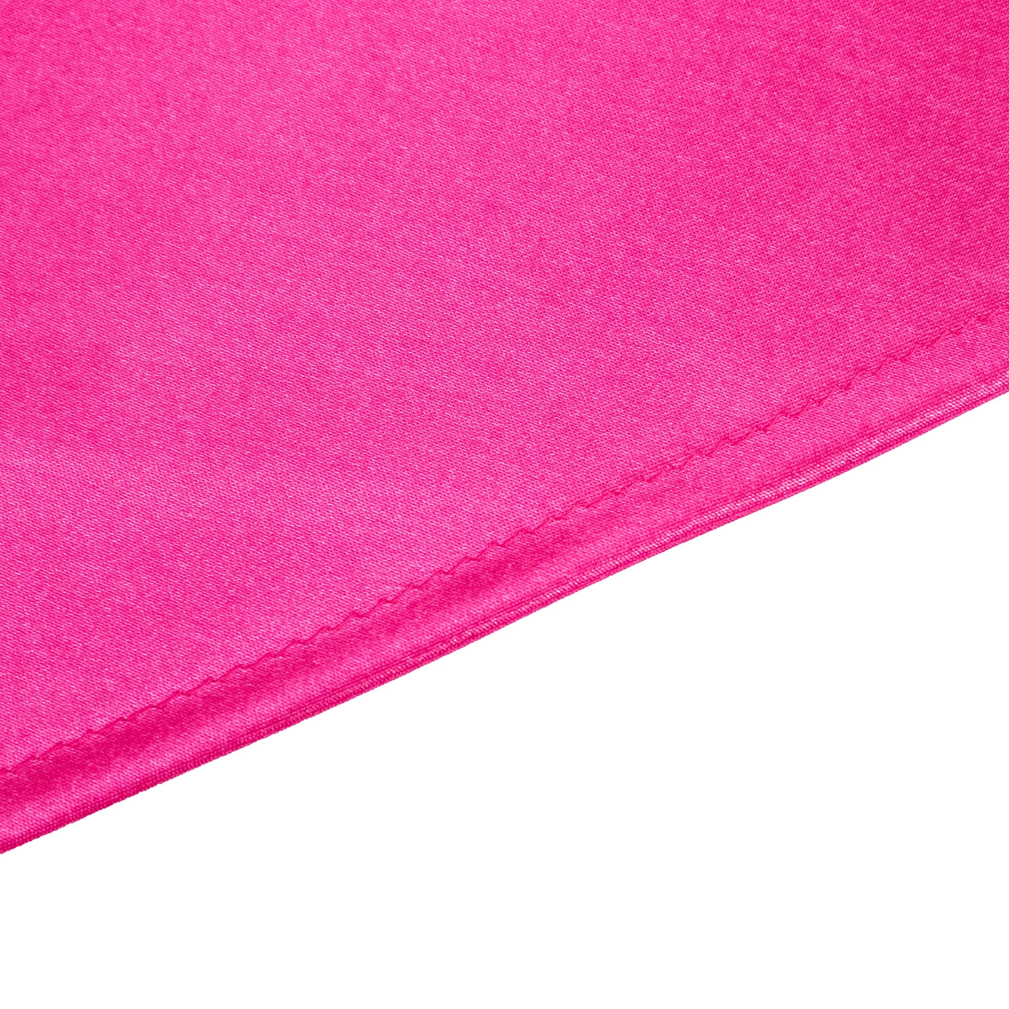 132" Fuchsia Seamless Satin Round Tablecloth for 6 Foot Table With Floor-Length Drop