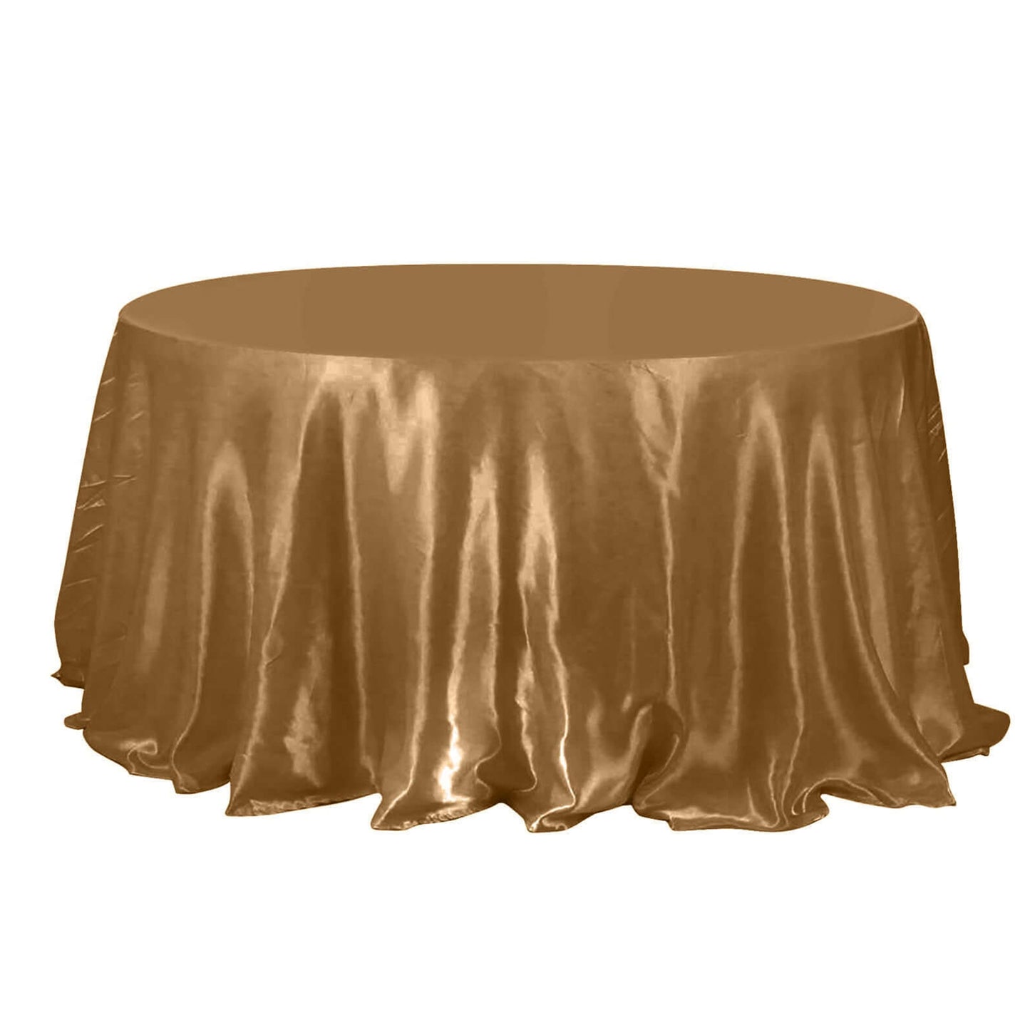 132" Gold Seamless Satin Round Tablecloth