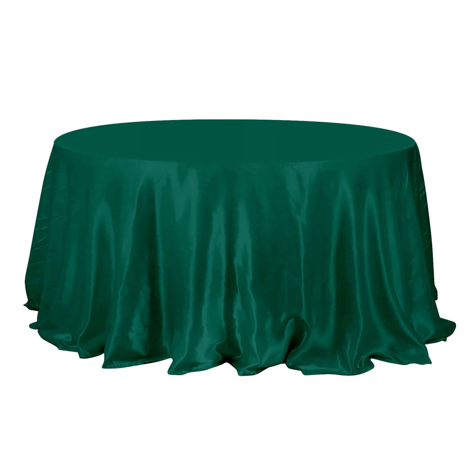 Emerald green seamless satin round tablecloth.