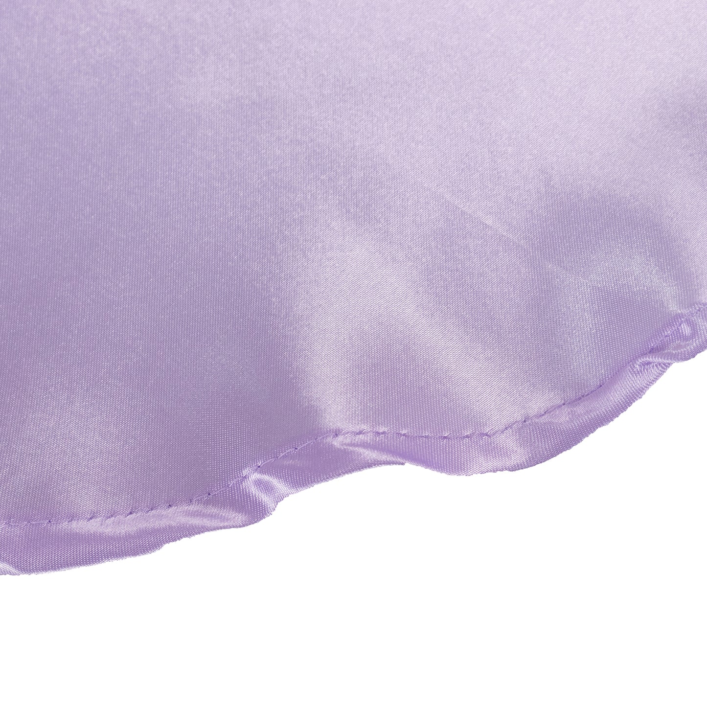 132" Lavender Lilac Seamless Satin Round Tablecloth for 6 Foot Table With Floor-Length Drop