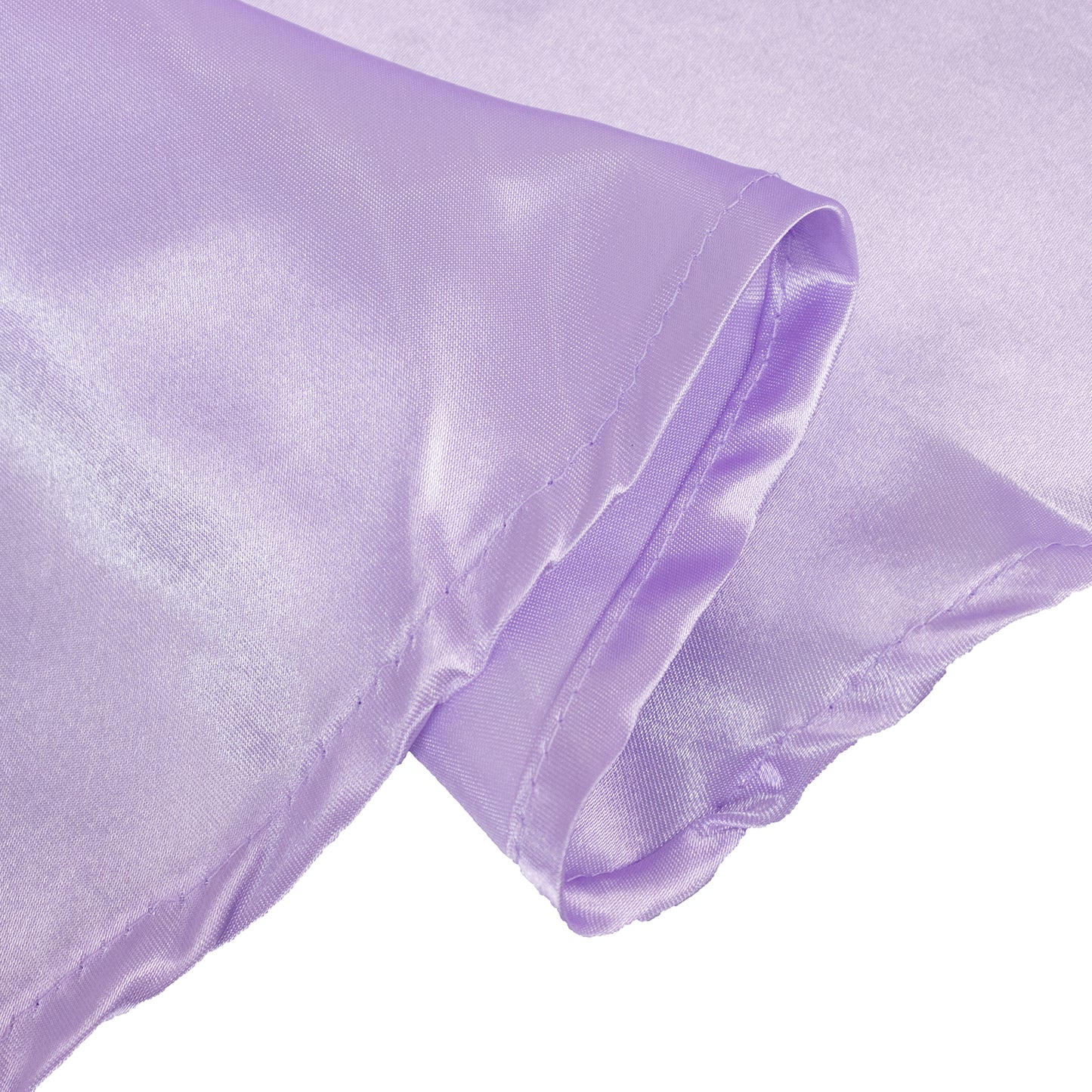 132" Lavender Lilac Seamless Satin Round Tablecloth for 6 Foot Table With Floor-Length Drop