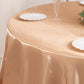 132" Nude Seamless Satin Round Tablecloth for 6 Foot Table With Floor-Length Drop