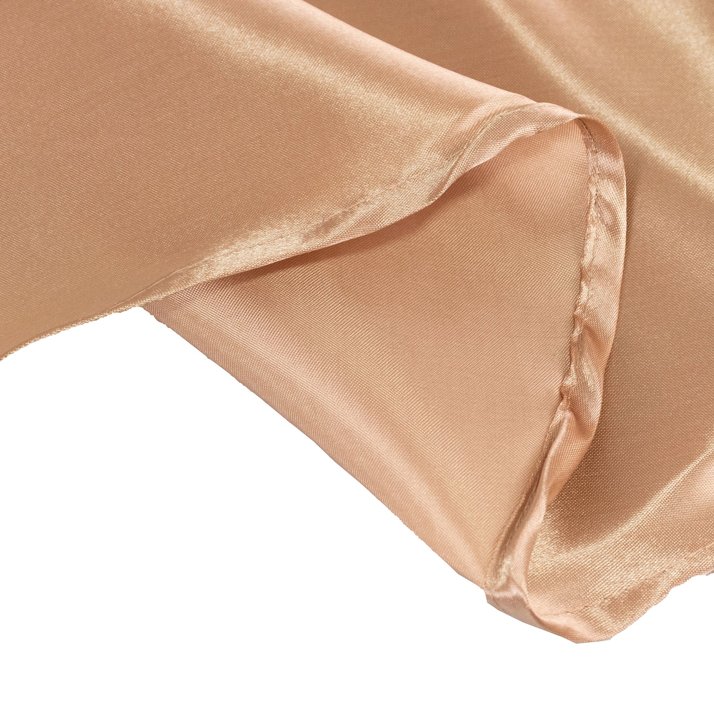 132" Nude Seamless Satin Round Tablecloth for 6 Foot Table With Floor-Length Drop