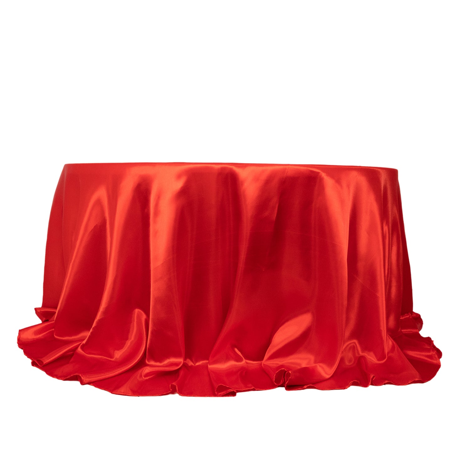 132" Red Seamless Satin Round Tablecloth