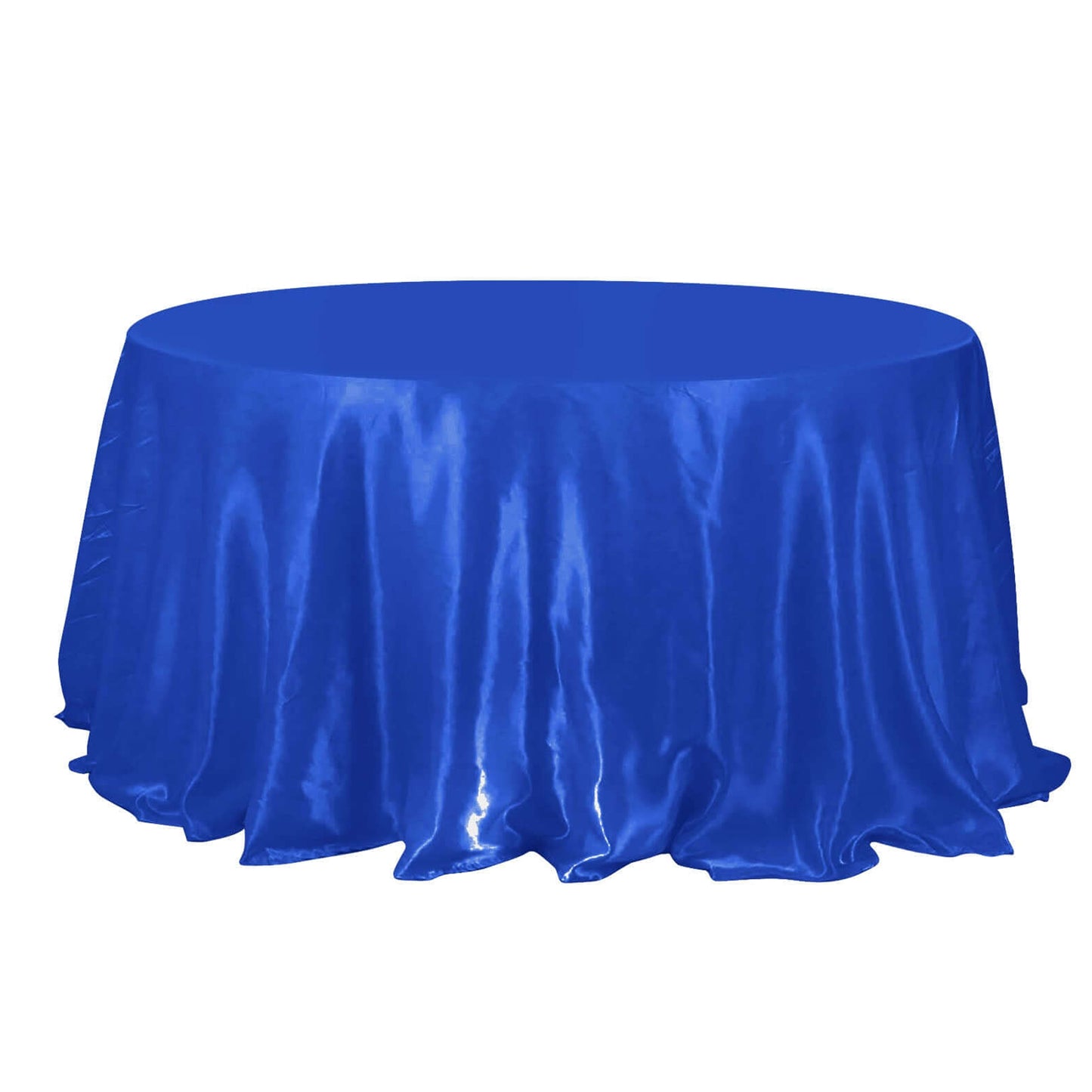 132 Inch Royal Blue Satin Tablecloth Round Seamless 