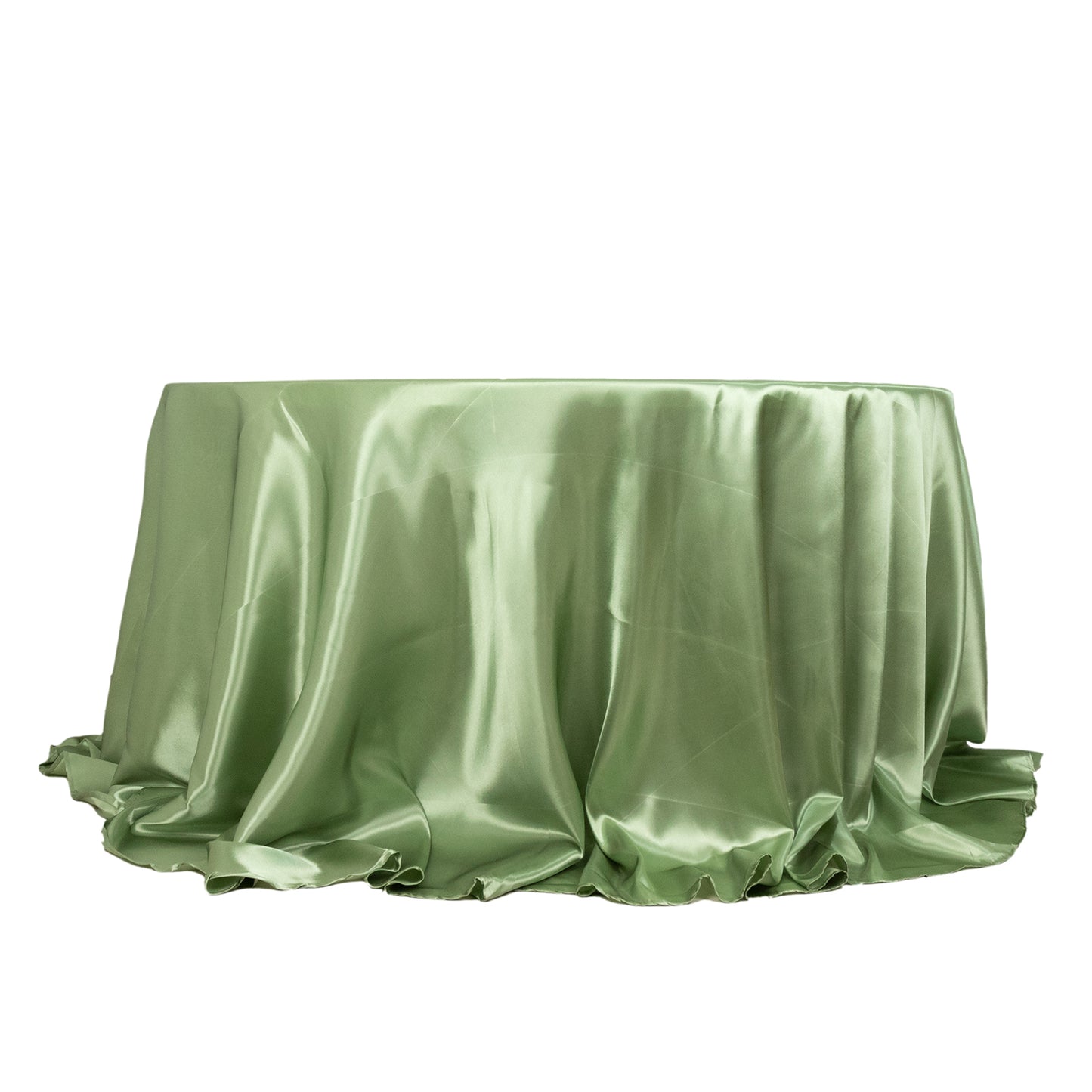 132" Sage Green Seamless Satin Round Tablecloth