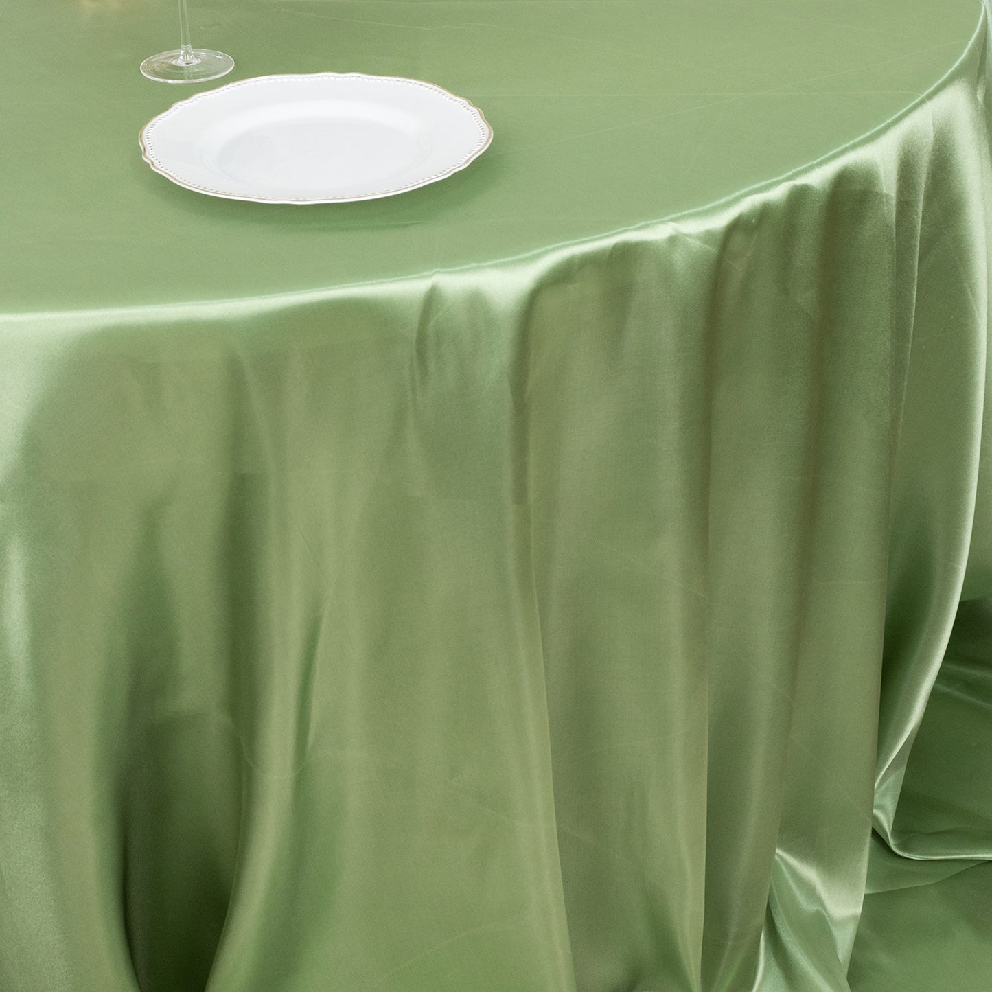 132" Sage Green Seamless Satin Round Tablecloth