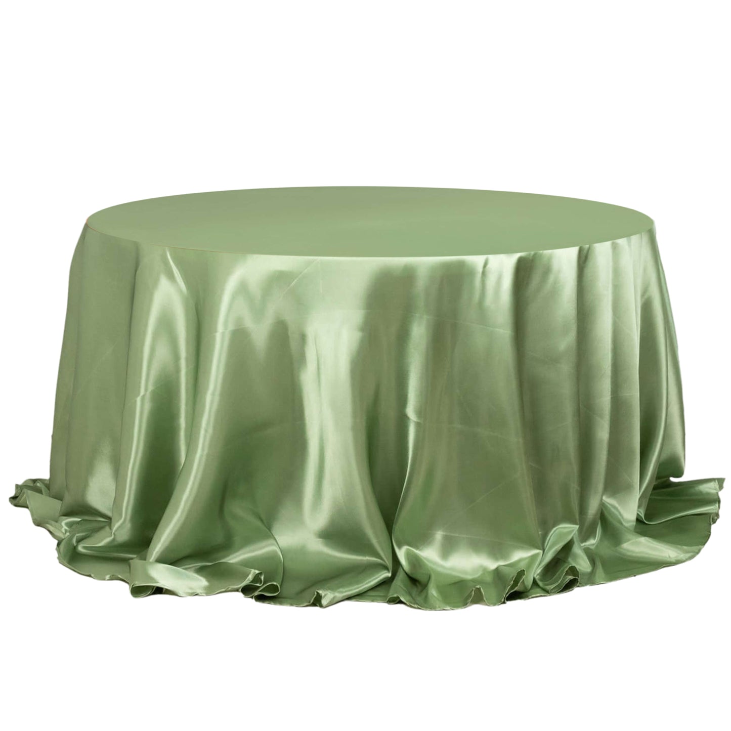 132" Sage Green Seamless Satin Round Tablecloth