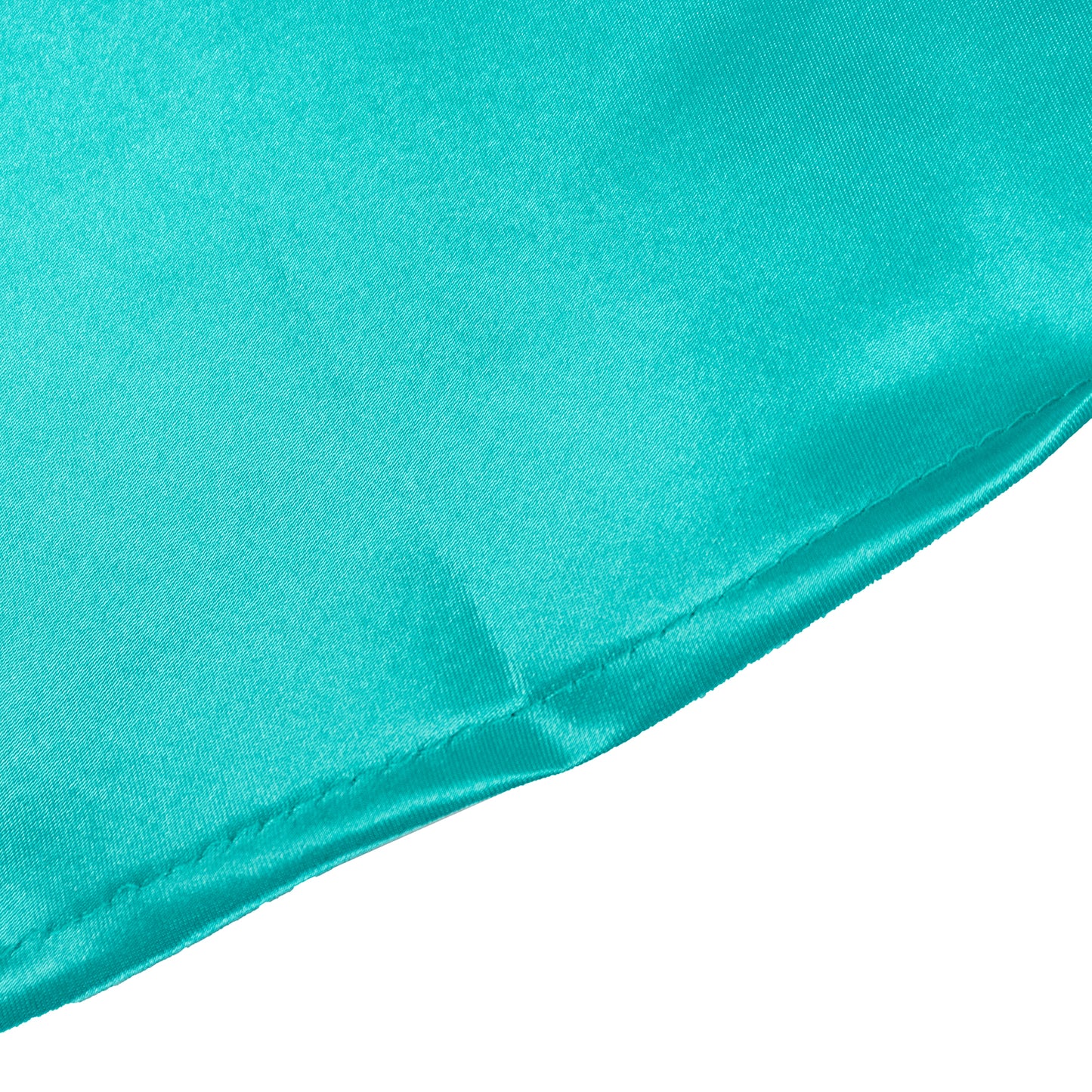 132" Turquoise Seamless Satin Round Tablecloth for 6 Foot Table With Floor-Length Drop