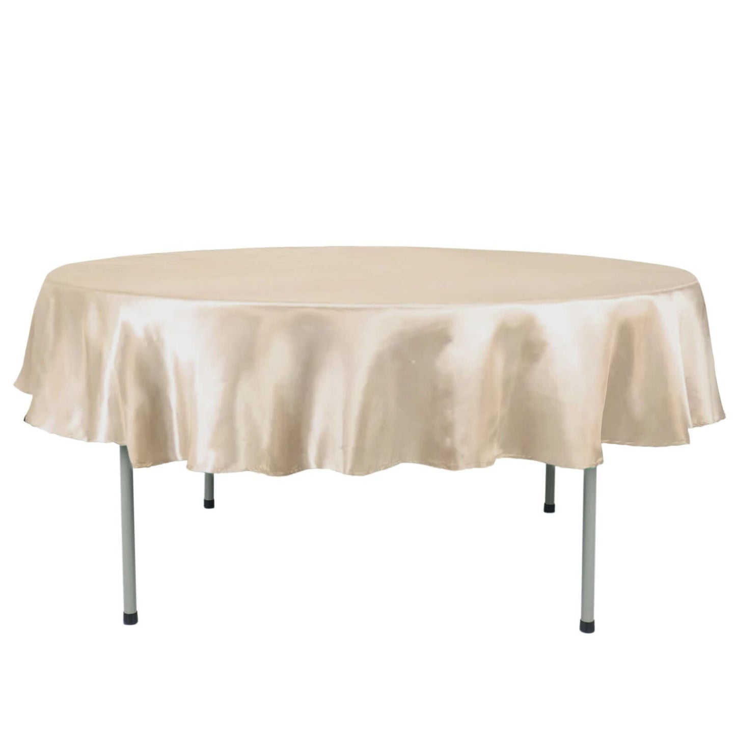 Round Tablecloth Beige Satin 90 Inch