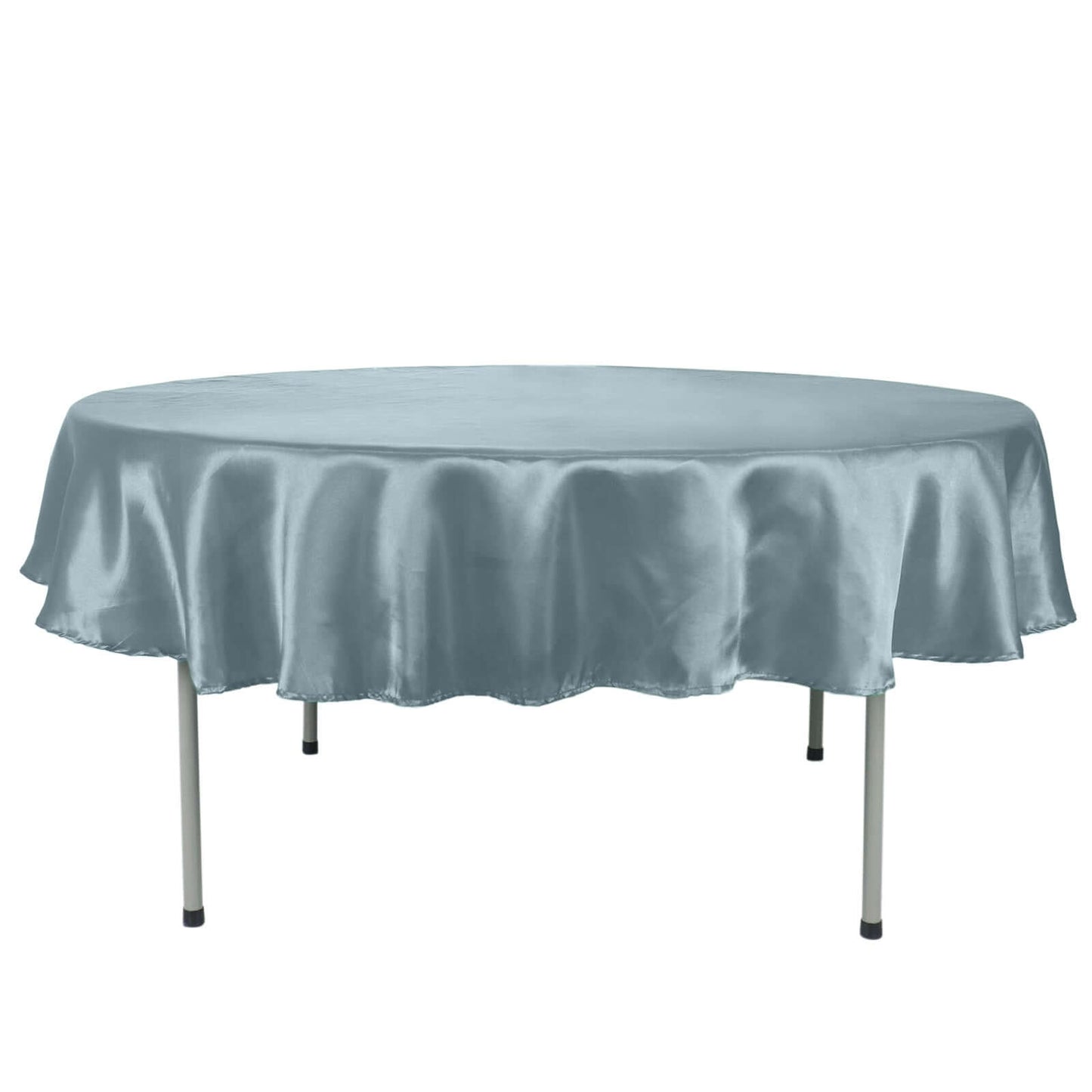 Dusty Blue Round Satin Tablecloth 90 Inch